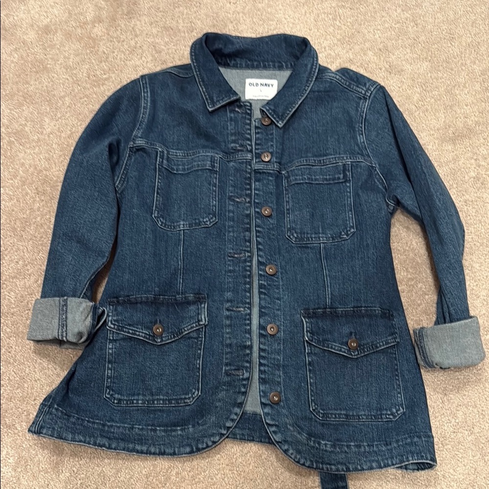 Old Navy Blue Jean Utility Jacket Relaxed Fit